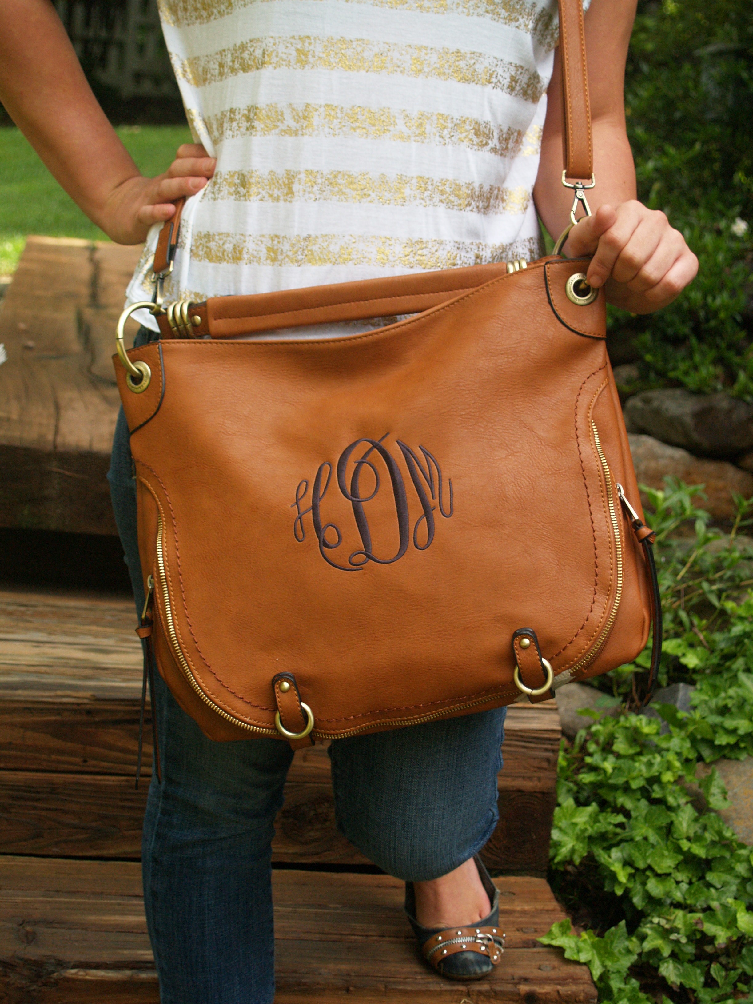 leather monogram purse