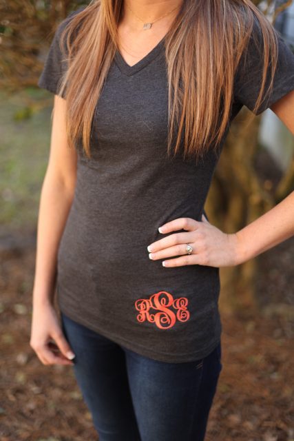 monogrammed V-neck T-shirt