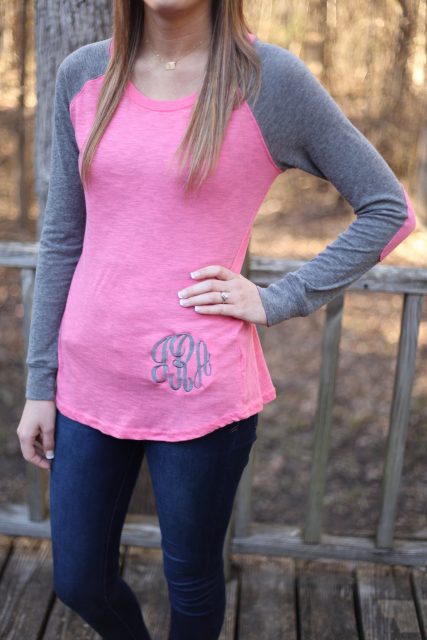 monogrammed long sleeve t-shirt